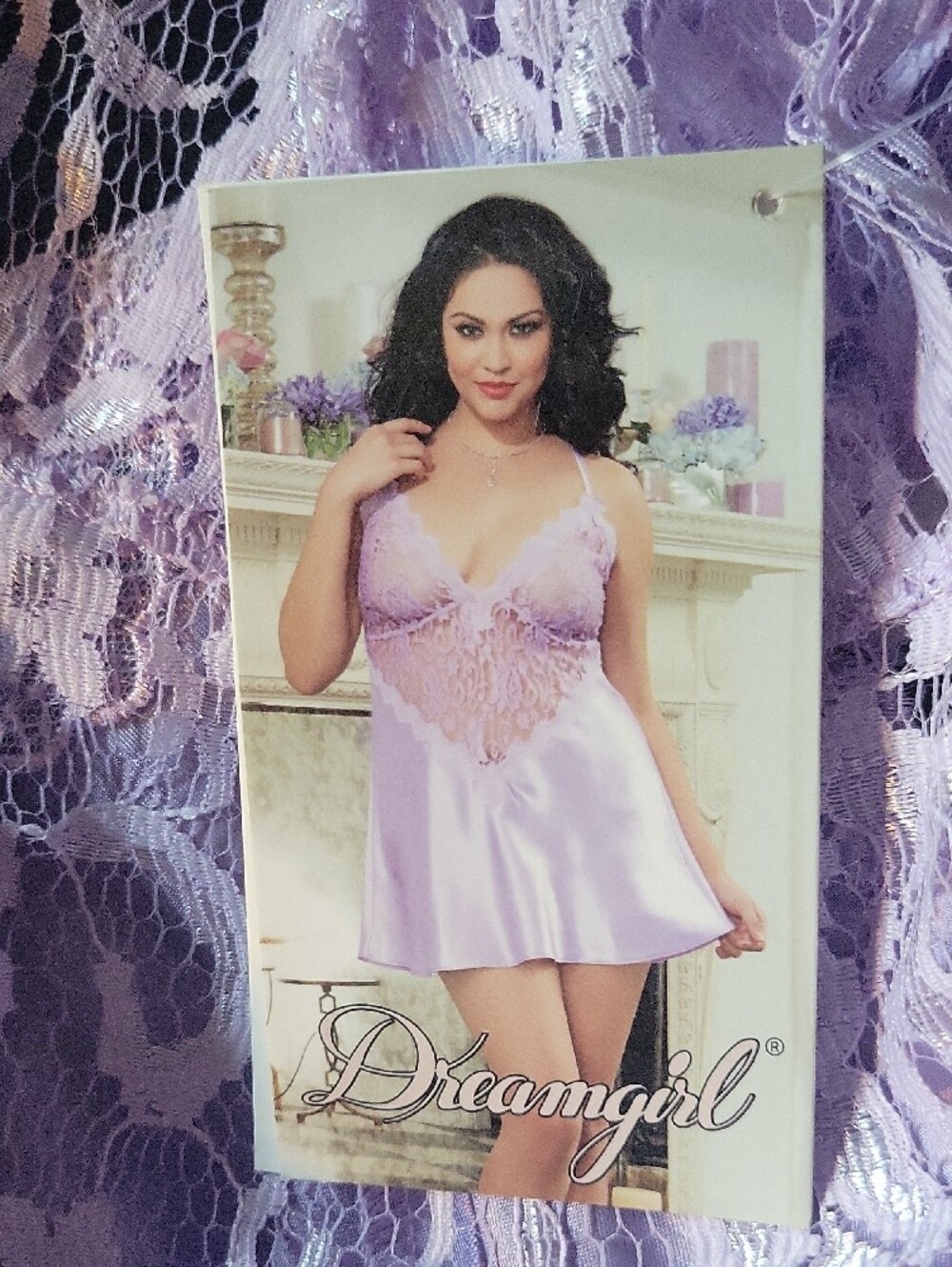 Dreamgirl Lavender Lace Satin Chemise